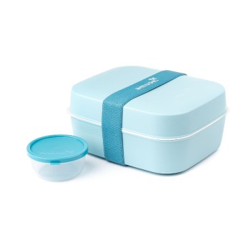 lunchbox 3 w 1, pojemnik na posiłek do pracy, niebieski lunchbox, lunchbox BPA Free, lunchbox z pojemnikiem na sos, Amuse Lunchbox A-000111