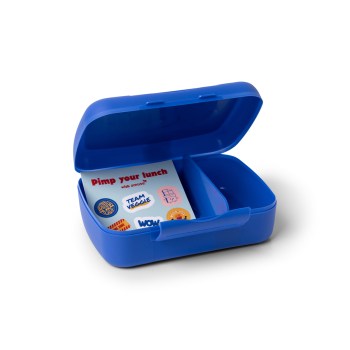 lunchbox, śniadaniówka, lunchbox z przegródką, pojemnik na kanapki, Amuse A-000421, lunchbox naklejki, niebieski lunchbox