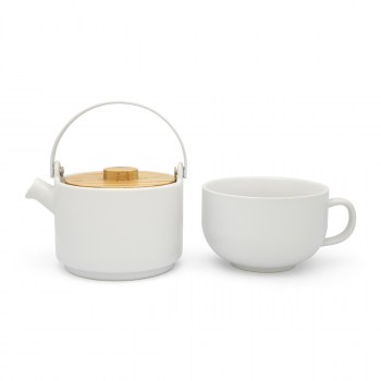 zestaw do herbaty, dzbanek z filiżanką, UMEA Bredemeijer 142007, ceramiczny dzbanek do herbaty, czajniczek do herbatę